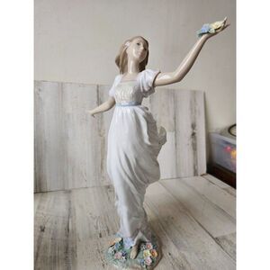 Lladro 6649‎ allegory of youth girl flowers dancing jumping figurine statue